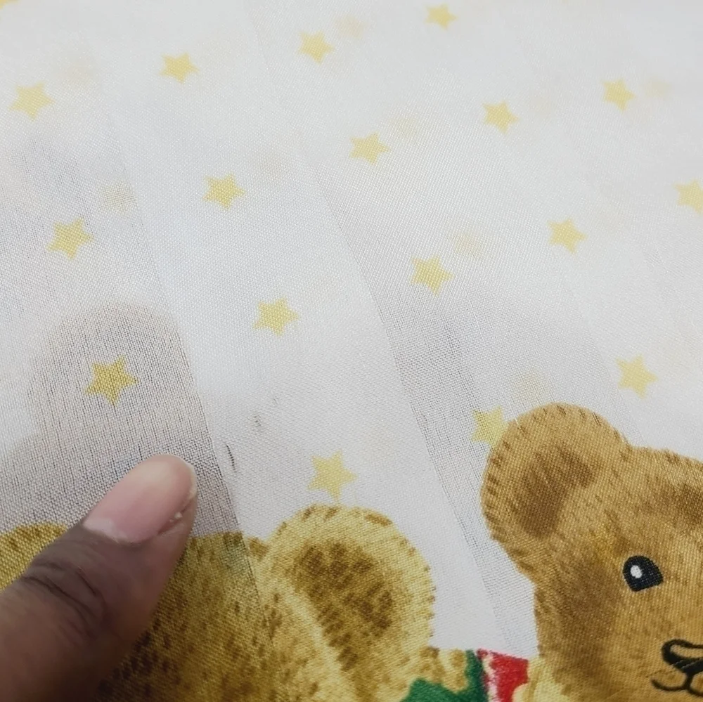 Avon | Vintage White Square Christmas Teddy Themed Scarf/Handkerchief (One Size)